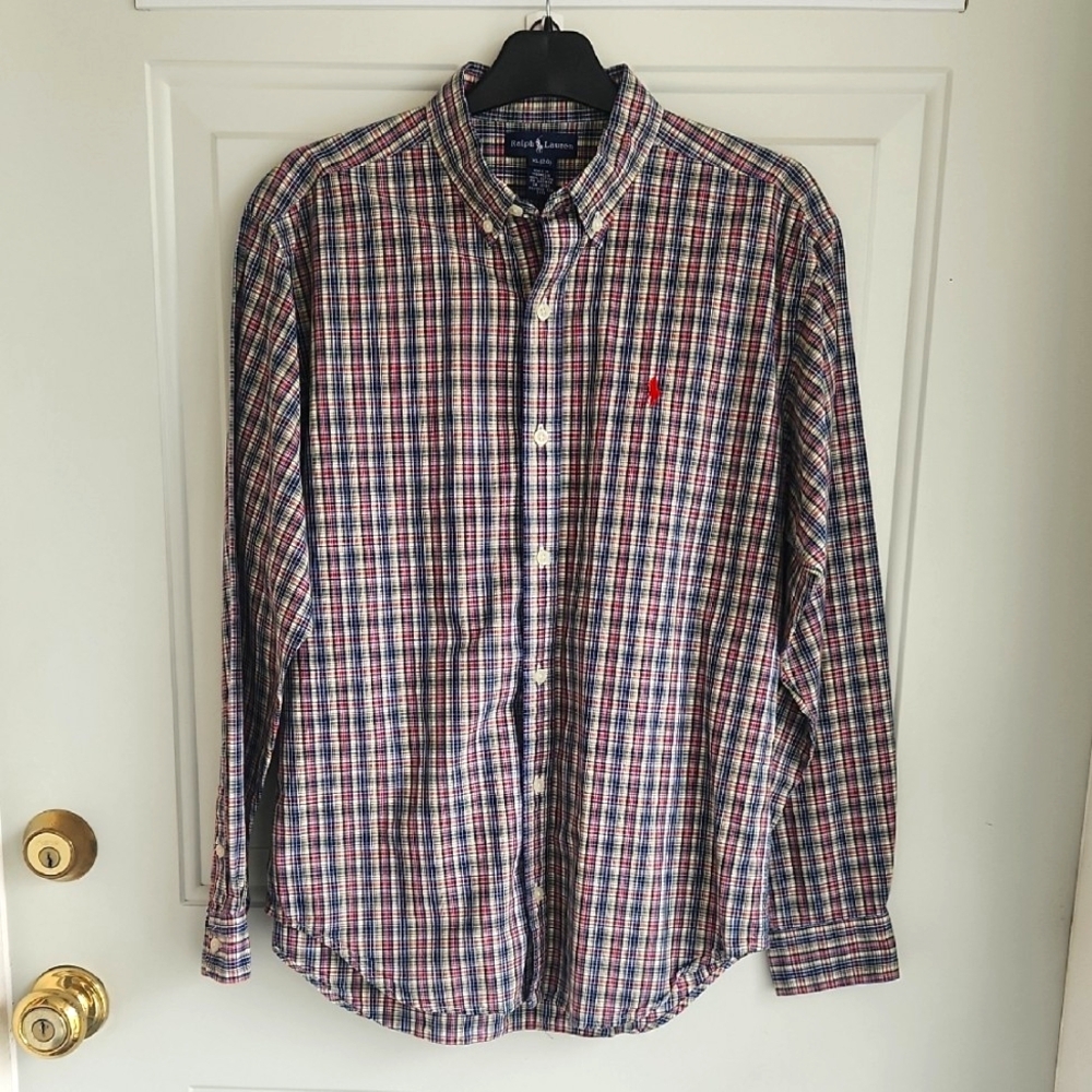 Ralph Lauren Shirt Multicolor Plaid Button Down Cotton Men's XL